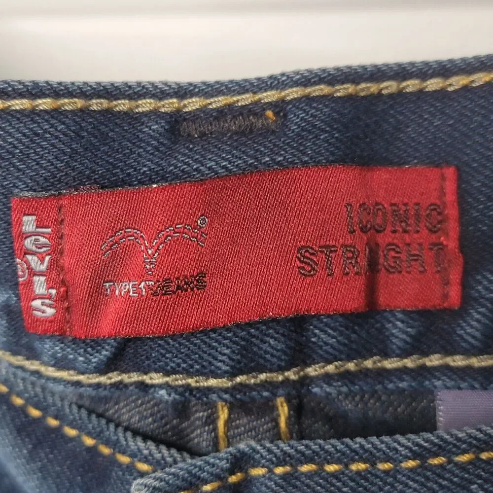 Levi's Type‎ 1 Jeans Iconic Straight Men's Size 38x29 Dark Wash Cotton Blend